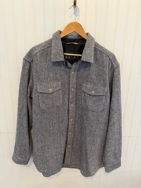 TOMMY BAHAMA Relax Mens  Wool Alpaca Blue Long Sleeve Button Up Shirt Jacket XL